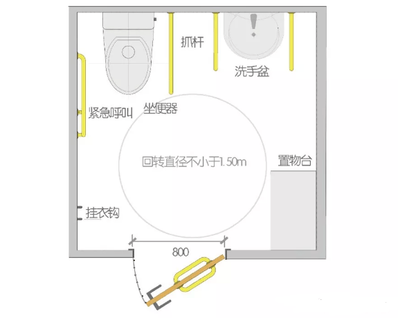 無障礙衛(wèi)生間示意圖